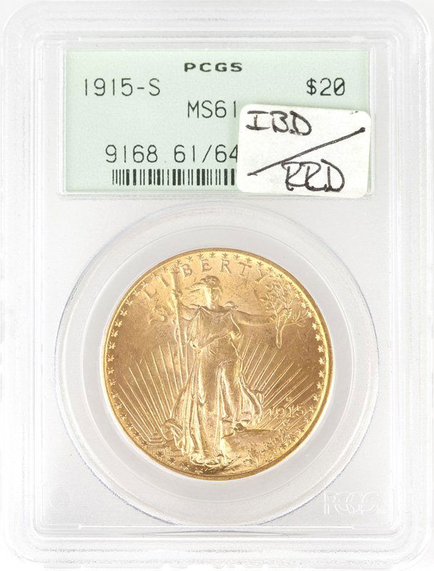 A 1915 S $20 US St. Gaudens Gold Coin (1 of 2)