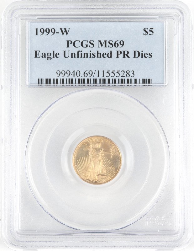 1999 W $5 US Gold Eagle Coin Unfinished Proof Die (1 of 2)