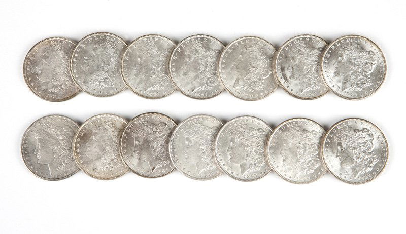Group of 14 US Morgan Silver Dollars (1 of 3)