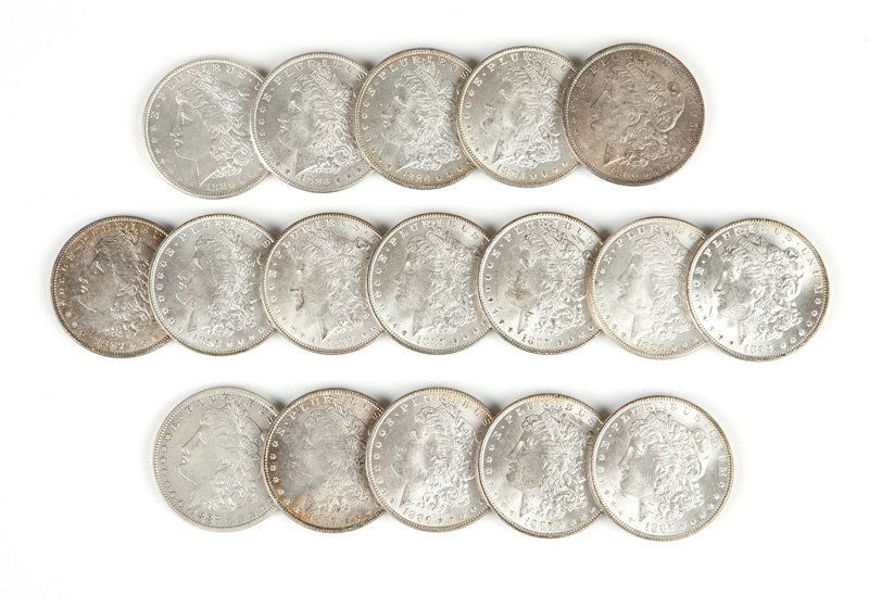 Group of 17 US Morgan Silver Dollars (1 of 3)