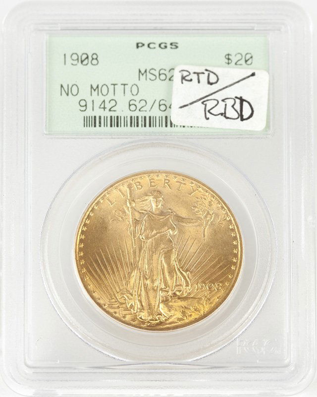 A 1908 $20 US St. Gaudens Gold Coin (1 of 2)