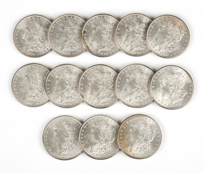 Group of 13 1885 US Morgan Silver Dollars (1 of 3)