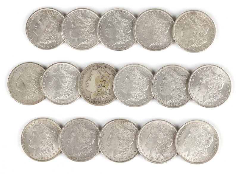 Group of 16 US Morgan Silver Dollars (1 of 3)