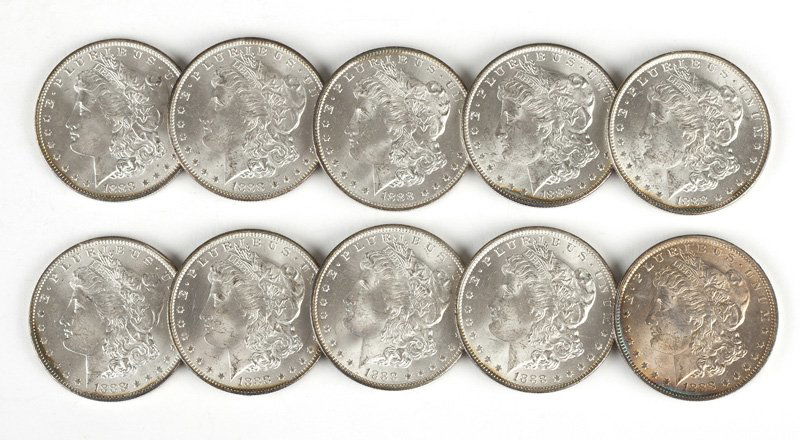Group of 10 1888 O US Morgan Silver Dollars (1 of 3)
