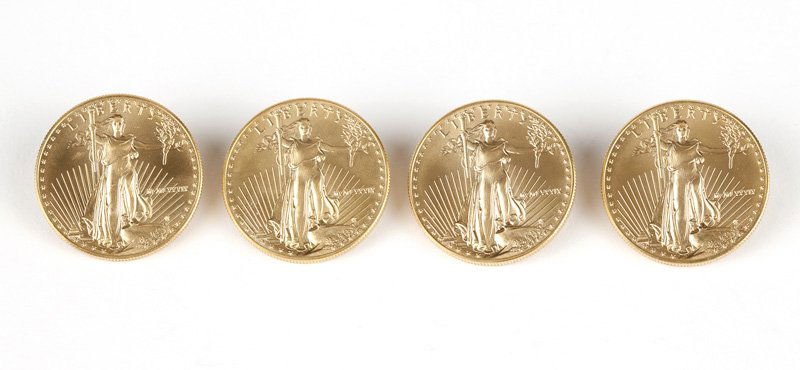 Four 1989 US $20 American Double Eagle Gold Coins (1 of 3)