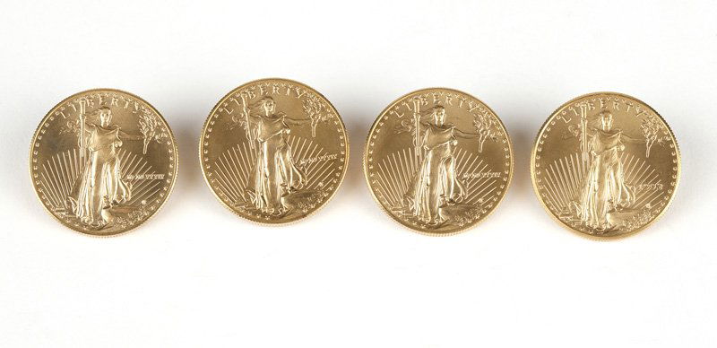 Four 1989 US $20 American Double Eagle Gold Coins (1 of 3)