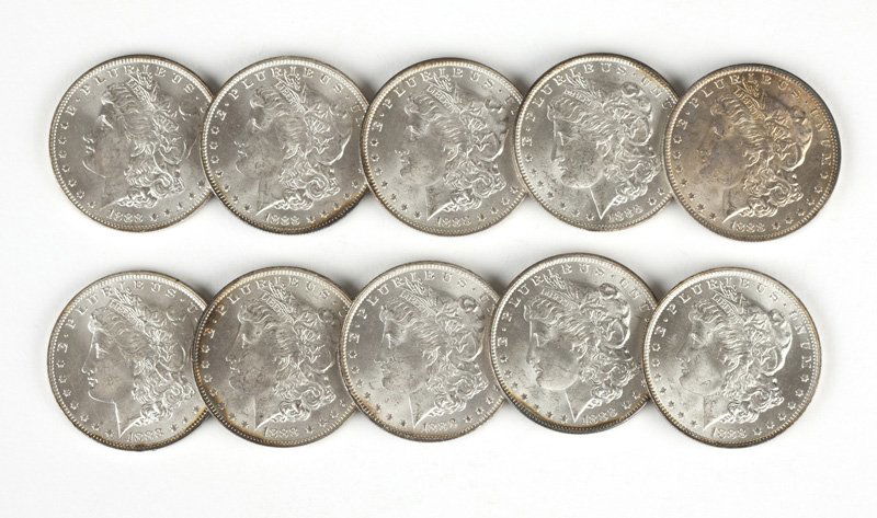 Group of 10 1888 O US Morgan Silver Dollars (1 of 3)