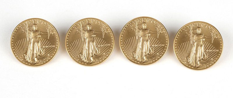 Four 1989 US $20 American Double Eagle Gold Coins (1 of 3)