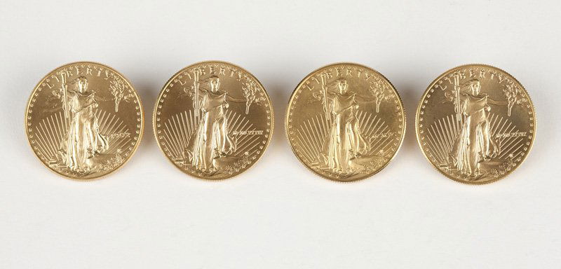 Four US $20 American Double Eagle Gold Coins (1 of 3)