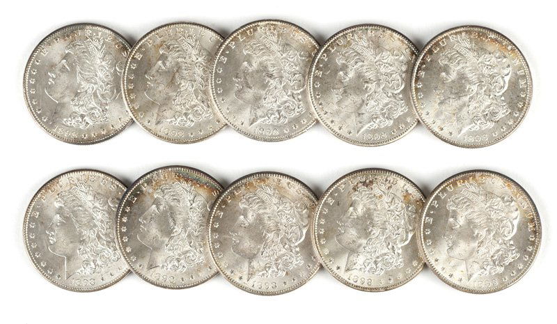 Group of 10 1898 O US Morgan Silver Dollars (1 of 3)