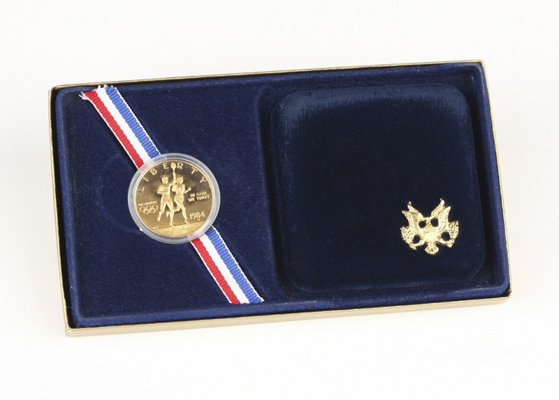 A 1984 D $10 US Olympic Gold Eagle Coin (1 of 2)
