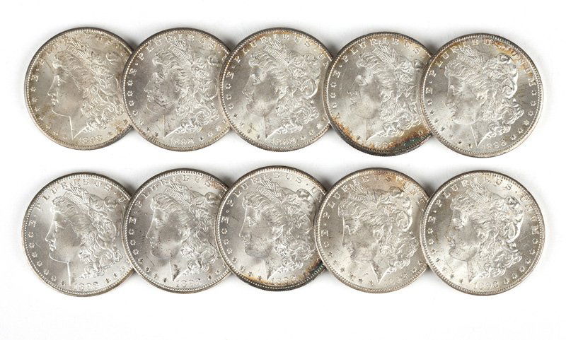 Group of 10 1898 O Morgan Silver Dollars (1 of 3)