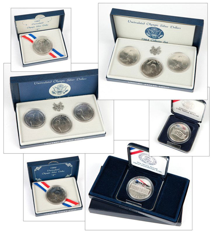 Six US Commemorative Silver Dollar Coin Sets (1 of 7)