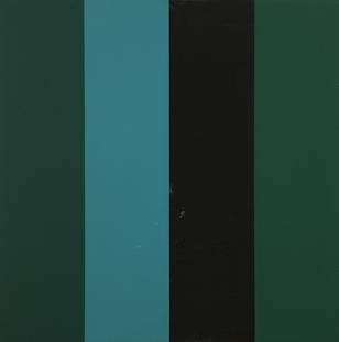 Penelope Krebs (1954-* Los Angeles, CA): Untitled 90-12 (green, turquoise, black, green), signed verso: P. Krebs, unframed oil on canvas laid to panel, 44'' H x 44'' W, est: $800/1200 Provenance: Thomas Babeor & Co., La Jolla, CA; Property f