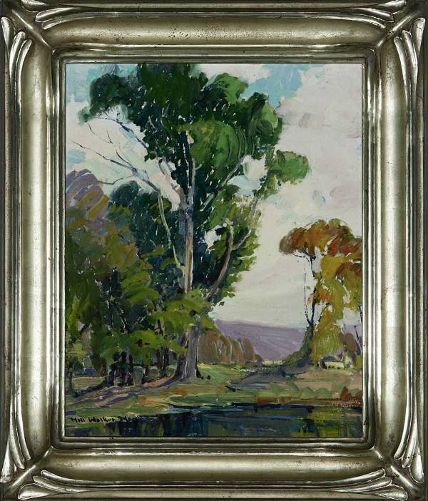 Nell Walker Warner (1891-1970): Eucalyptus Landscape o/c l/board s l/l: Nell Walker Warner 15x12 est:$2000/3000