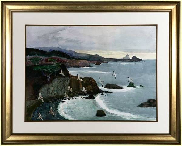 Millard Sheets (1907-1989): "Mendocino Coves" w/c on/p under glass s & dated l/r: Millard Sheets 1988 sight: 21.5x29.5 est:$6000/8000