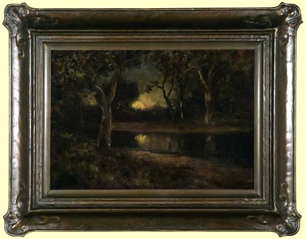 William Keith (1838-1911): Moonrise in Nocturnal Landscape o/c l/board s l/r: W. Keith 14x19.5 est:$3000/5000