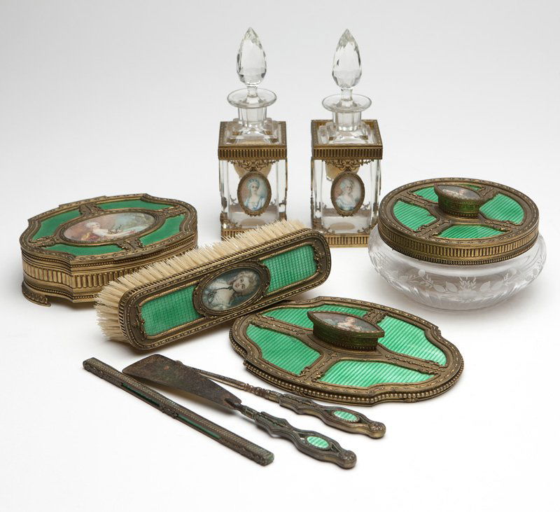 A French guilloche and gilt-bronze dresser set (1 of 5)