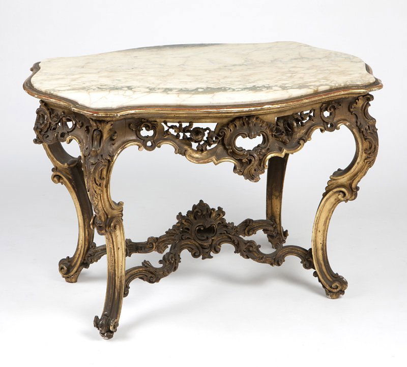A French Louis XV-style giltwood console table (1 of 3)