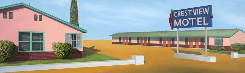 Scott Ford (20th Century- San Diego, CA): ''Crestview'', signed lower right: Scott, signed again and titled verso, unframed oil on canvas, 14.5'' H x 47.5'' W, est: $300/500 Provenance: Property from a Corporate Collection, San Diego, CA