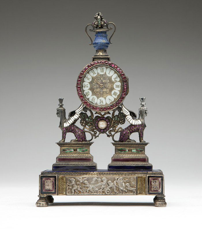 An Empire silver Vienna-style desk clock (1 of 6)