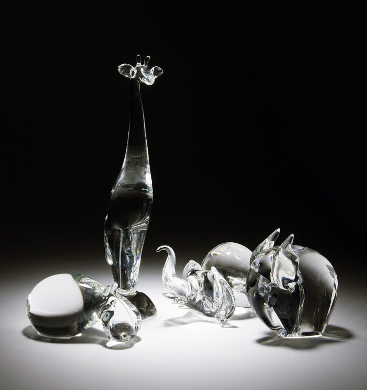 Four Steuben art glass safari animals (1 of 1)