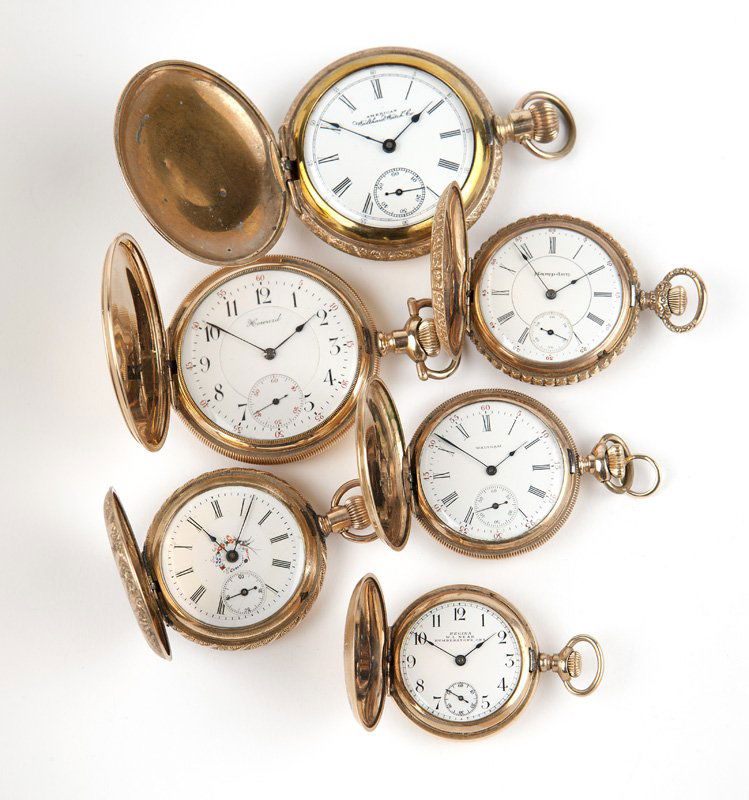 A group of 6 gold-filled pocket watches (1 of 4)