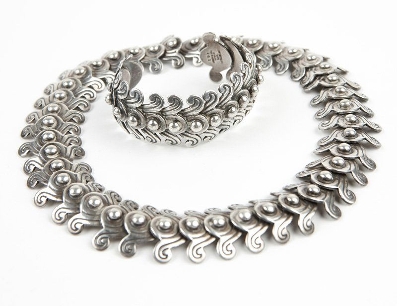 A silver necklace and cuff, Los Castillo (1 of 2)