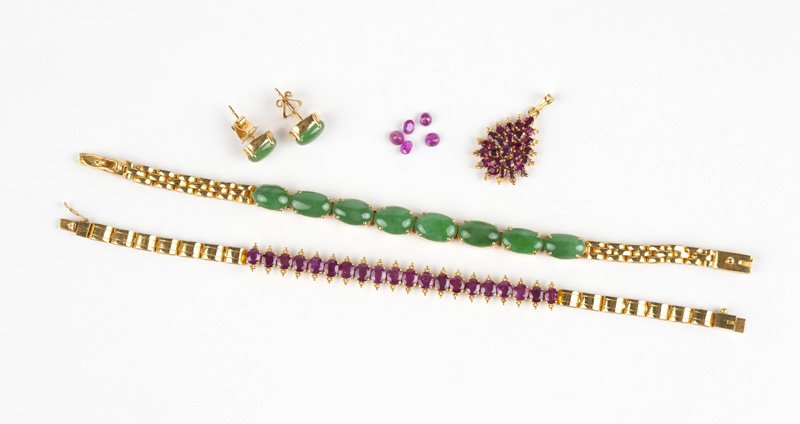 A collection of ruby, jade and gold jewelry (1 of 1)