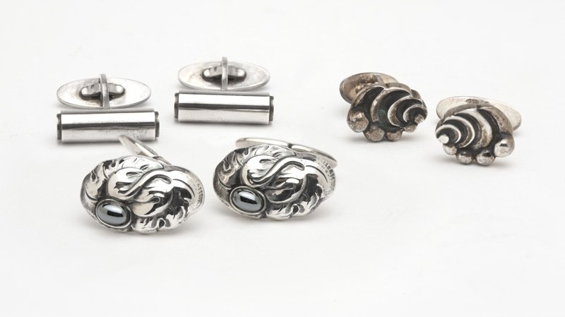 Three pairs of silver cufflinks, Georg Jensen (1 of 2)