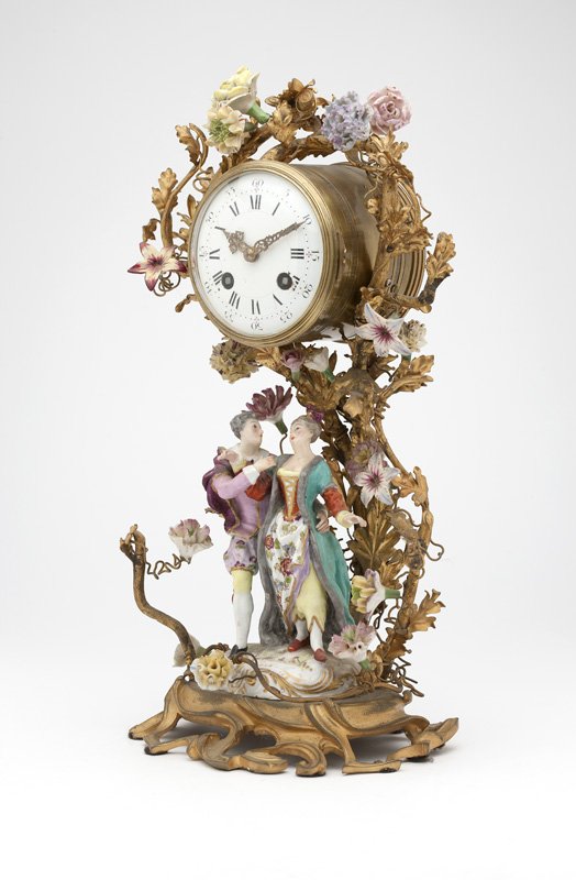 A French gilt-bronze and figural porcelain clock (1 of 3)