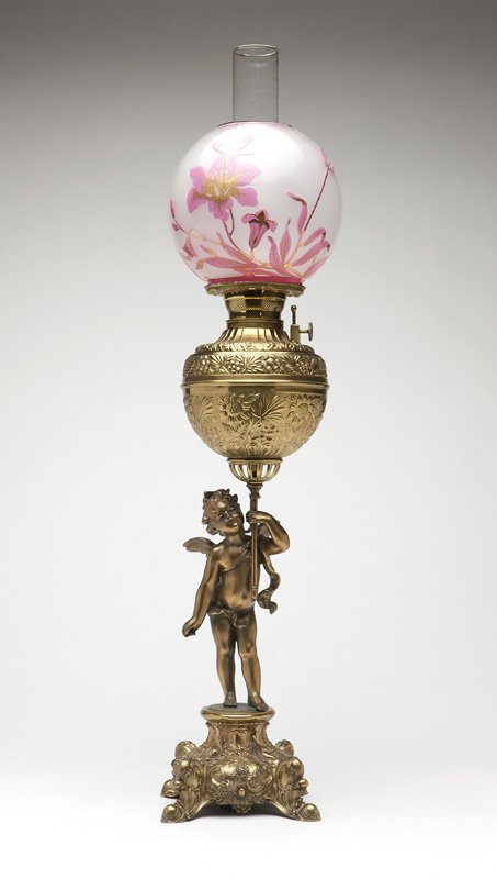 A Bradley & Hubbard figural and cameo glass lamp (1 of 4)