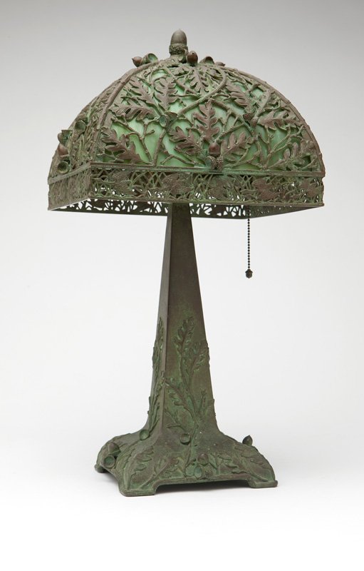 A Manhattan Brass Company leaded glass acorn lamp (1 of 7)