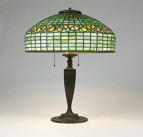 Tiffany Studios table lamp and leaded glass shade (1 of 9)
