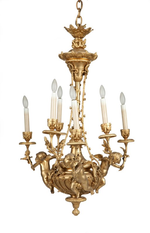 A French gilt-bronze ceiling fixture (1 of 2)