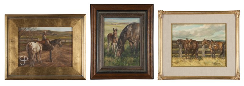 Vel Miller (1936-* California): Three works: ''Waiting'', ''Fanny's Filly'' and ''Appy on a String'', each: signed with copyright symbol lower right: Vel Miller, the first: signed again, titled, numbered and dated on the backing pap
