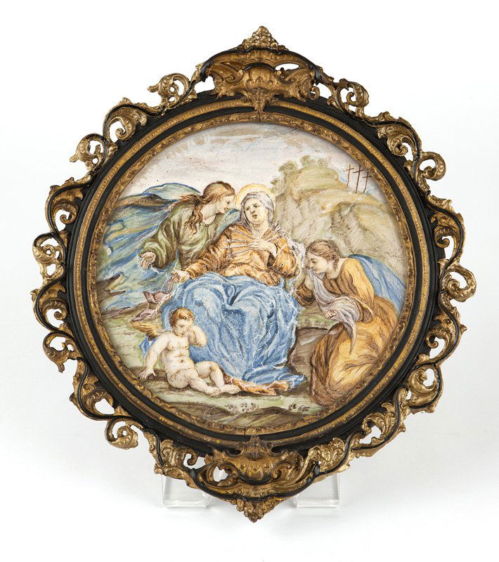 An Italian framed hand-painted porcelain plaque (1 of 5)