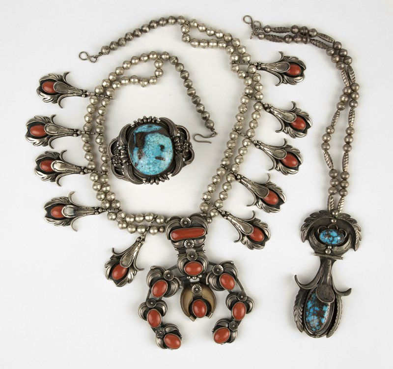 A group of gem and silver Native American jewelry (1 of 3)