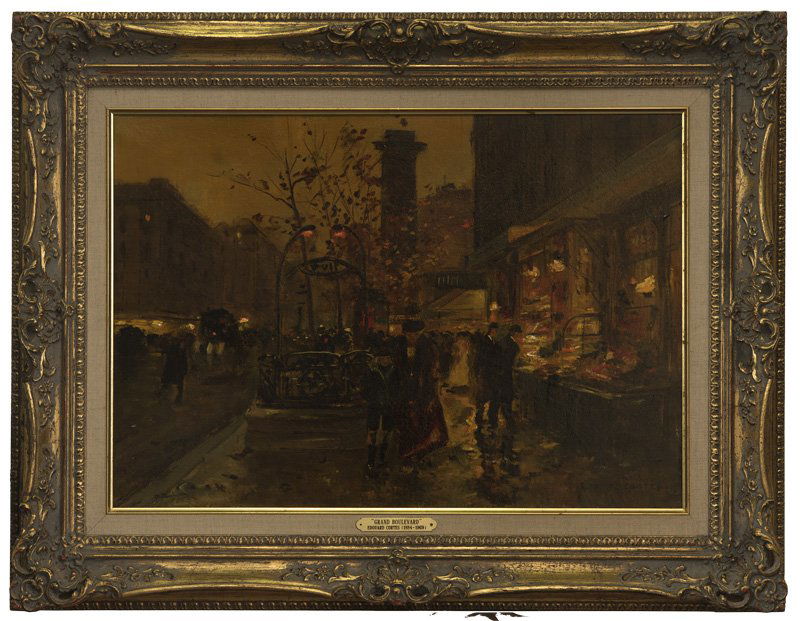 Edouard Leon Cortes (1882-1969 French): ''Grand Boulevard'', signed lower right: Edouard Cortes, titled on a frame plaque, oil on canvas, 15'' H x 21.5'' W, est: $10,000/15,000 Provenance: Private Collection, Studio City, CA