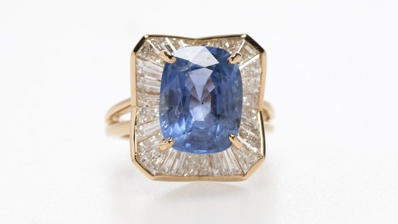 A Burma sapphire, diamond and gold ring (1 of 3)