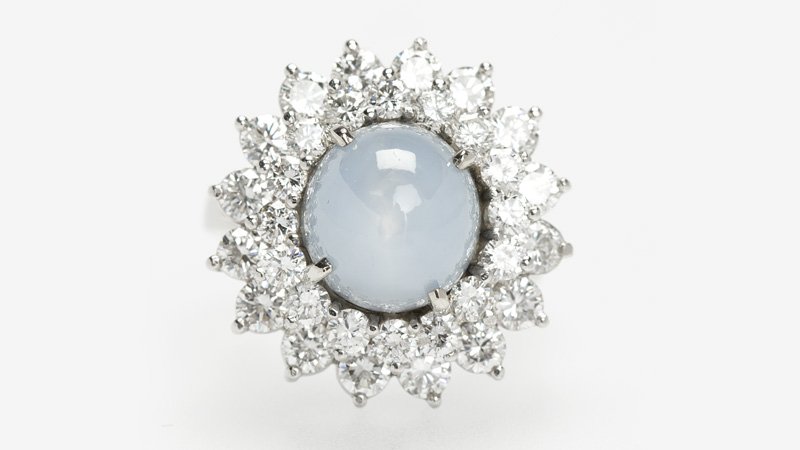 A star sapphire, diamond and platinum ring (1 of 2)