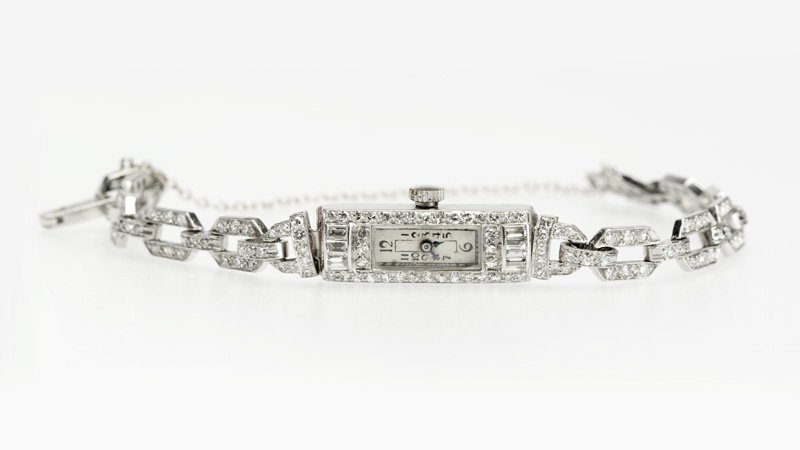 An Art Deco diamond wristwatch, Croton (1 of 2)