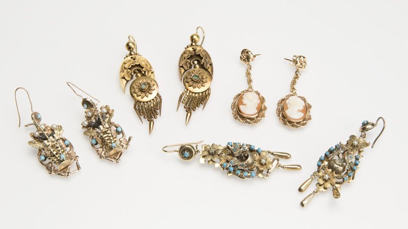 A group of various metal antique-style earrings (1 of 2)