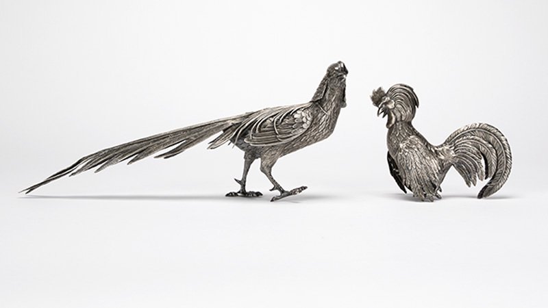 Two Spanish silver bird-form table ornaments (1 of 4)