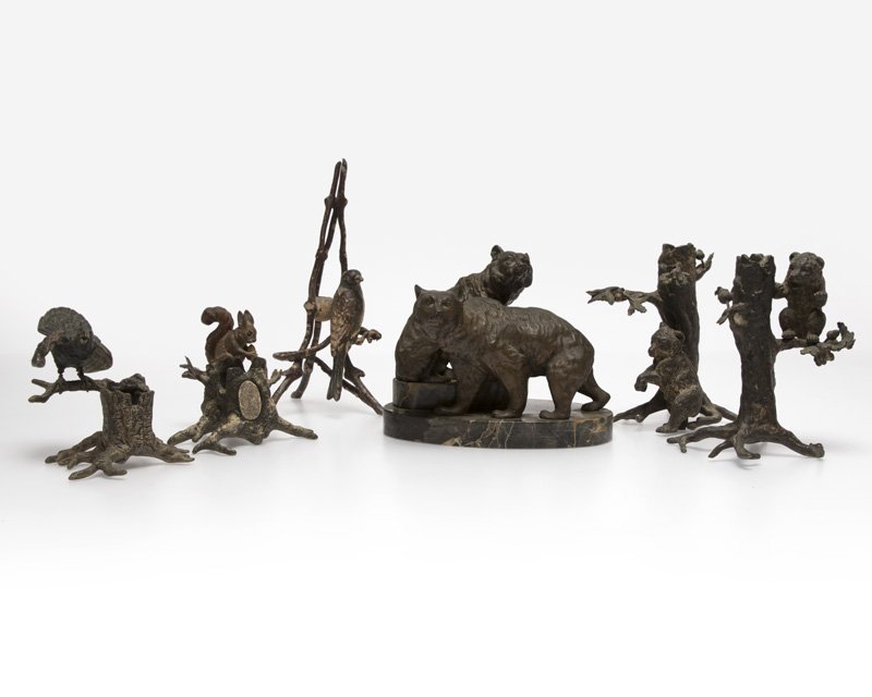 Six cold-painted Vienna bronzes, woodland themes (1 of 4)
