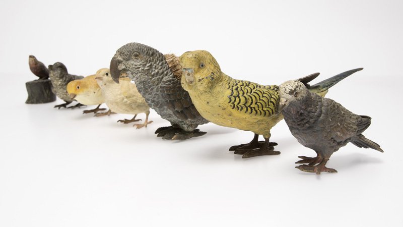 A group of seven Vienna bronze cold-painted birds (1 of 3)
