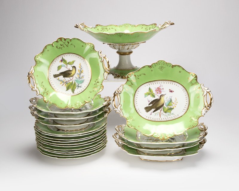 A set of hand-painted ironstone pottery dishware (1 of 2)