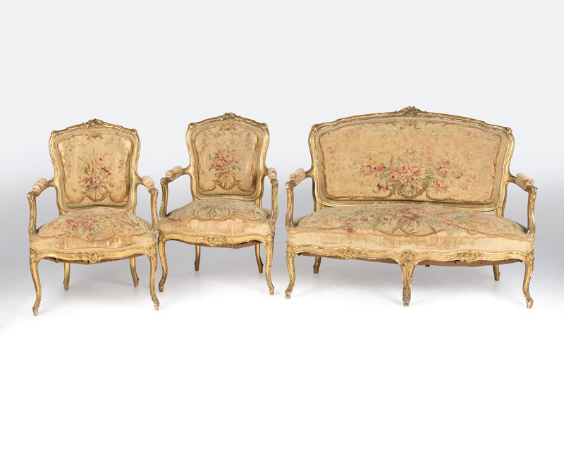 A Louis XV-style giltwood parlor suite (1 of 4)