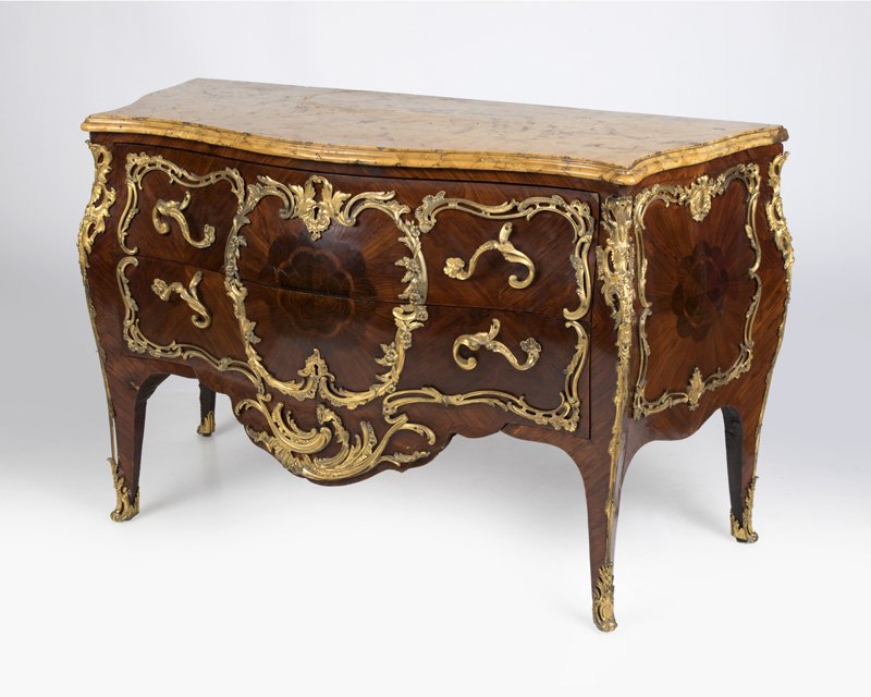 Louis XV-style gilt bronze-mounted bombe commode (1 of 4)