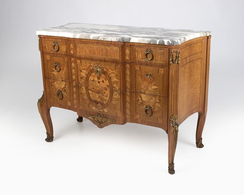 A Louis XV-style bronze-mounted marquetry commode (1 of 3)